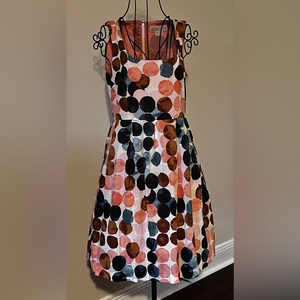 Michael Kors navy and coral Polka Dot Dress size 6 - Picture 5 of 11